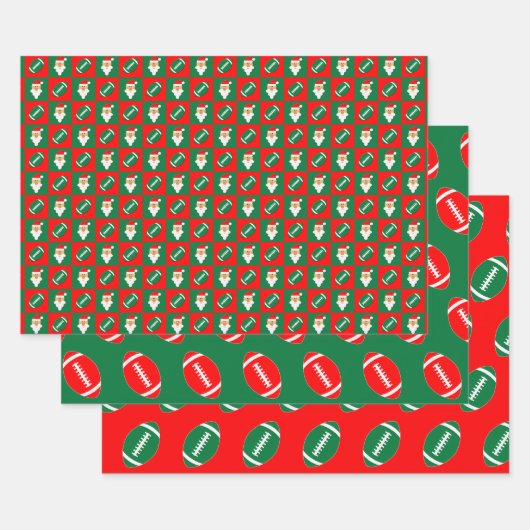Rood en groen Football en kerstkerstkerstmis Inpakpapier Vel (Set)