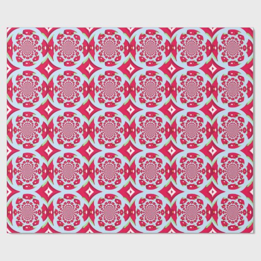 Rood en groen Fractal Pattern Cadeaupapier (Vlak)