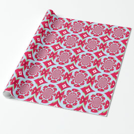 Rood en groen Fractal Pattern Cadeaupapier