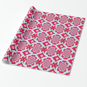 Rood en groen Fractal Pattern Cadeaupapier