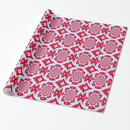 Rood en groen Fractal Pattern Cadeaupapier (Uitgerold)