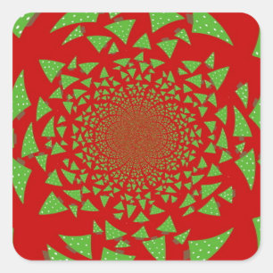 Rood en groen Fractal Pattern Vierkante Sticker