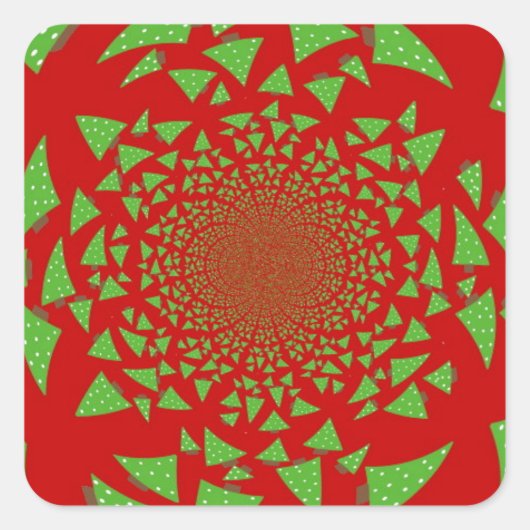 Rood en groen Fractal Pattern Vierkante Sticker (Voorkant)