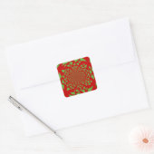Rood en groen Fractal Pattern Vierkante Sticker (Envelop)