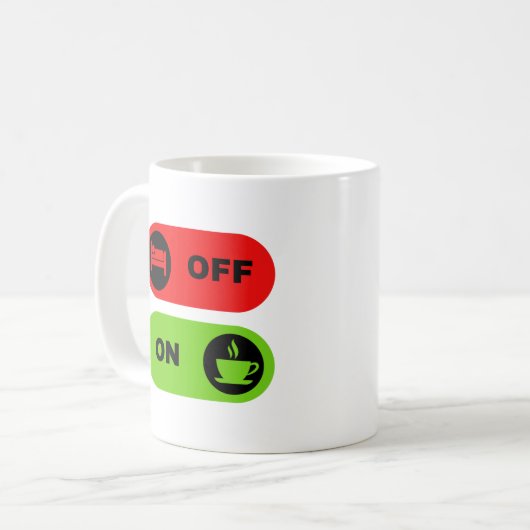 Rood en Groen Funny Coffee en Start Mok (Voorkant links)