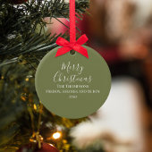 Rood en groen gebladerte Kerstfoto Keramisch Ornament