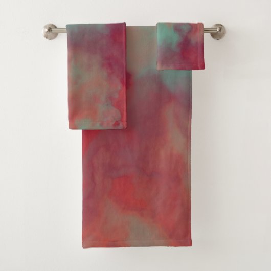 Rood en Groen Gemarmerd Abstract Bad Handdoek (Insitu)