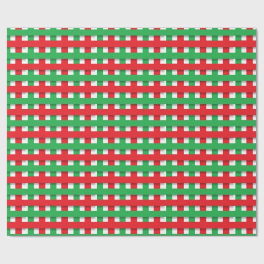 Rood en groen gepantserd kerstfeest cadeaupapier (Vlak)