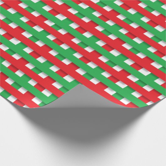 Rood en groen gepantserd kerstfeest cadeaupapier (Hoek)