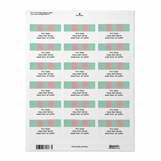 Rood en Groen Gepersonaliseerd Chevron Zig Zags Etiket (Full Sheet)
