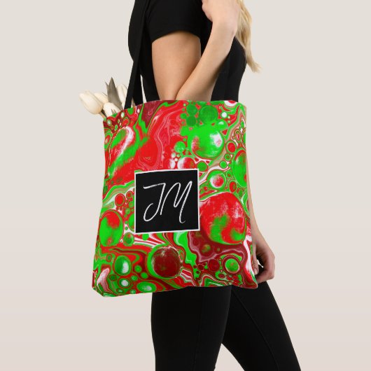 Rood en groen gepersonaliseerde flexibele kunst tote bag (Dichtbij)