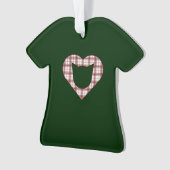 Rood-en-groen geplakt kat Heart T-Shirt Ornament (voorkant)