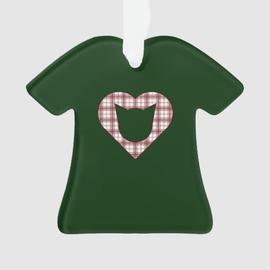 Rood-en-groen geplakt kat Heart T-Shirt Ornament (voorkant)