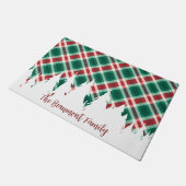 Rood en groen geplakt met witte bomen w / Naam Deurmat (Schuin)