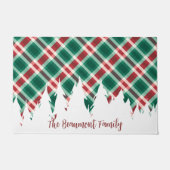 Rood en groen geplakt met witte bomen w / Naam Deurmat (Voorkant)