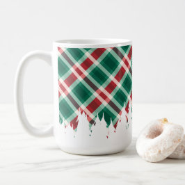Rood en groen geplakt met witte kerstboom koffiemok