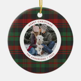 Rood en groen geplakt Single Photo Holiday Keramisch Ornament