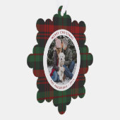 Rood en groen geplakt Single Photo Holiday Ornament Kaart (Rechts)