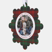 Rood en groen geplakt Single Photo Holiday Ornament Kaart (Links)
