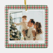 Rood en groen geruit foto keramisch ornament (Voorkant)