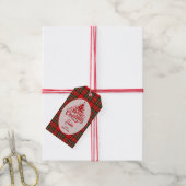 Rood en groen geruit gestreepte Kerstmis Cadeaulabel (Met Touw)