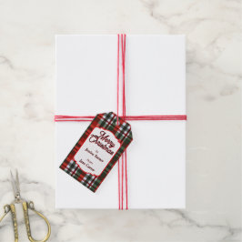 Rood en groen geruit Kerstmis Cadeaulabel