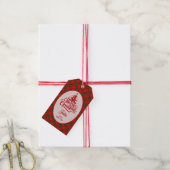 Rood en groen geruit Kerstmis Cadeaulabel (Met Touw)