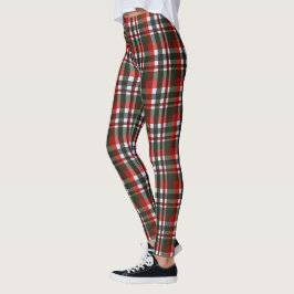 Rood en groen geruit Kerstmis Leggings