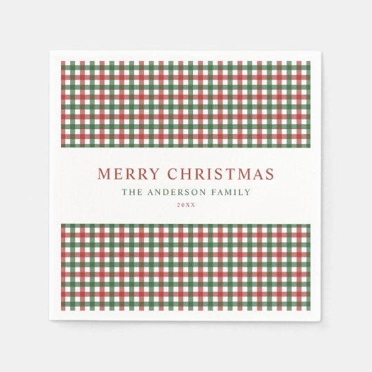 Rood en groen geruit Kerstmis Servet (Voorkant)
