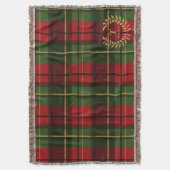 Rood en groen geruit met monogram in een krans deken (Voorkant Verticaal)