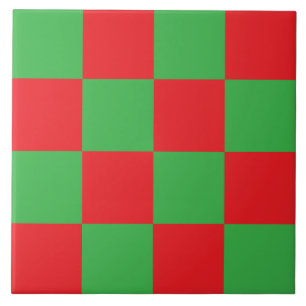 Rood en groen geruit ontwerp tegeltje