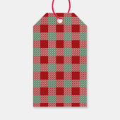 Rood en groen geruit vrolijk kerstfeest cadeaulabel (Achterkant)