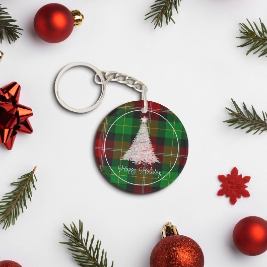 Rood en groen geruite kerst Sleutelhanger