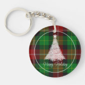 Rood en groen geruite kerst Sleutelhanger (Voorkant)