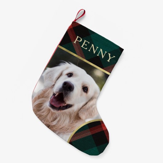 Rood en groen geruite traditie kerst kleine kerstsok (Voorkant (Hangend))