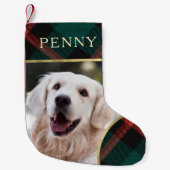 Rood en groen geruite traditie kerst kleine kerstsok (Voorkant)