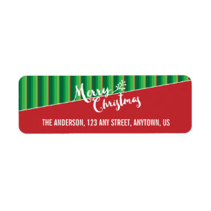 Rood en groen gestreept achtervlak, vrolijk kerstf etiket