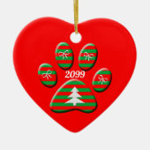 Rood en groen gestreept kerstmis keramisch ornament (Voorkant)