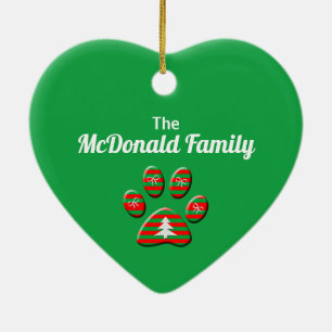 Rood en groen gestreept kerstmis keramisch ornament