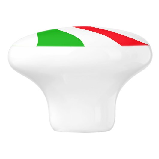 Rood en Groen Gestreept Pepermunt Snoep Swirl Keramische Knop (Zijkant)