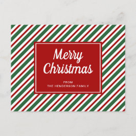 Rood en groen gestreept Prettig kerstfeest  Briefkaart