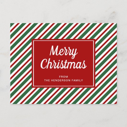 Rood en groen gestreept Prettig kerstfeest Briefkaart (Voorkant)