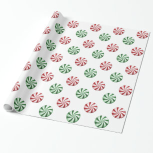 Rood en groen gestreept Snoepjes met schitterende  Cadeaupapier