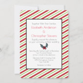 Rood en groen gestreepte kerst bruiloft uitnodigin kaart (Voorkant)