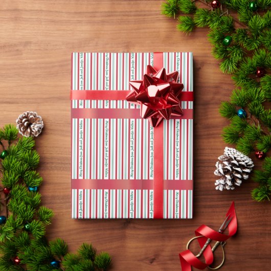 Rood en groen gestreepte Kerstmis Cadeaupapier (Feestdagen Geschenken)