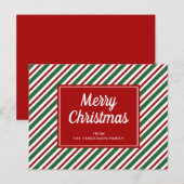 Rood en groen gestreepte vrolijke kerst briefkaart (Voorkant / Achterkant)