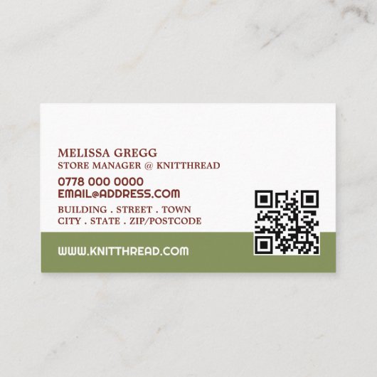 Rood en groen gewas, winkeltje met tinten, Garnenw Visitekaartje (Achterkant)