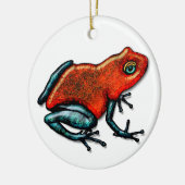 Rood en groen giftige kunstkikker keramisch ornament (Links)