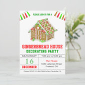 Rood- en Groen Gingerbrood House Decorting Party Kaart (Staand voorkant)