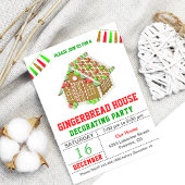 Rood- en Groen Gingerbrood House Decorting Party Kaart